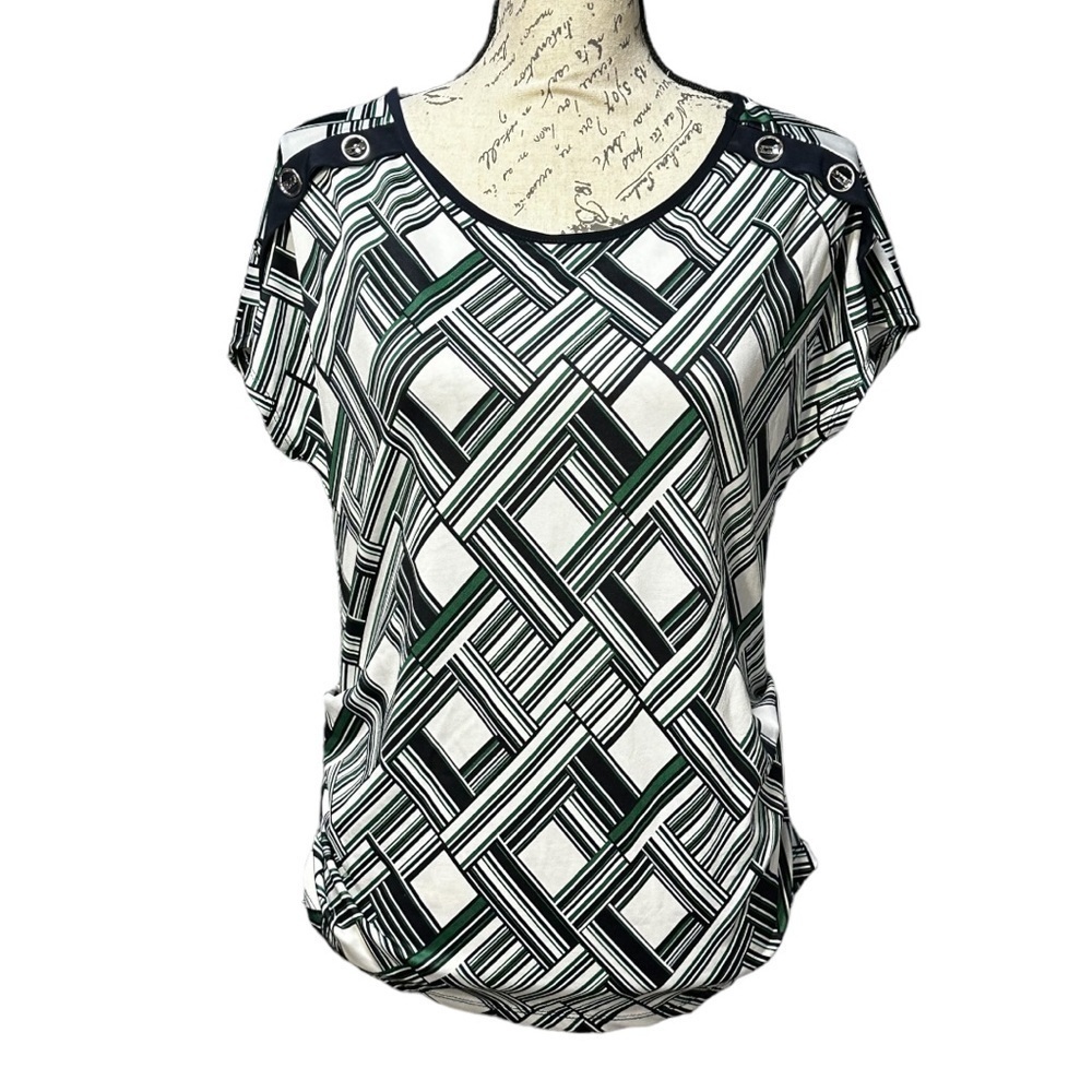 PerSeption Concept Blue and Green Blouse Size Small
